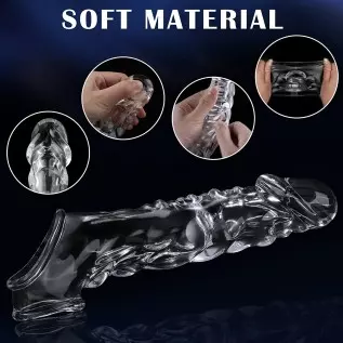 KVEVU Reusable Penis Sleeve with Vibrator Penis Ring,3.6 inch Clear Penis Sleeve Cock Ring Extender Ultra-Soft Penis Enlarger fo KVEVU Reusable Penis Sleeve with Vibrator Penis Ring,3.6 inch Clear Penis Sleeve Cock Ring Extender Ultra-Soft Penis Enlarger fo