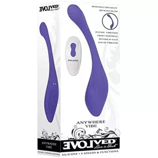 Evolved Love Is Back - Anywhere Vibe - 9 Speeds and Functions Remote-Control Silicone Rechargeable Bendable Vibrator - Purple