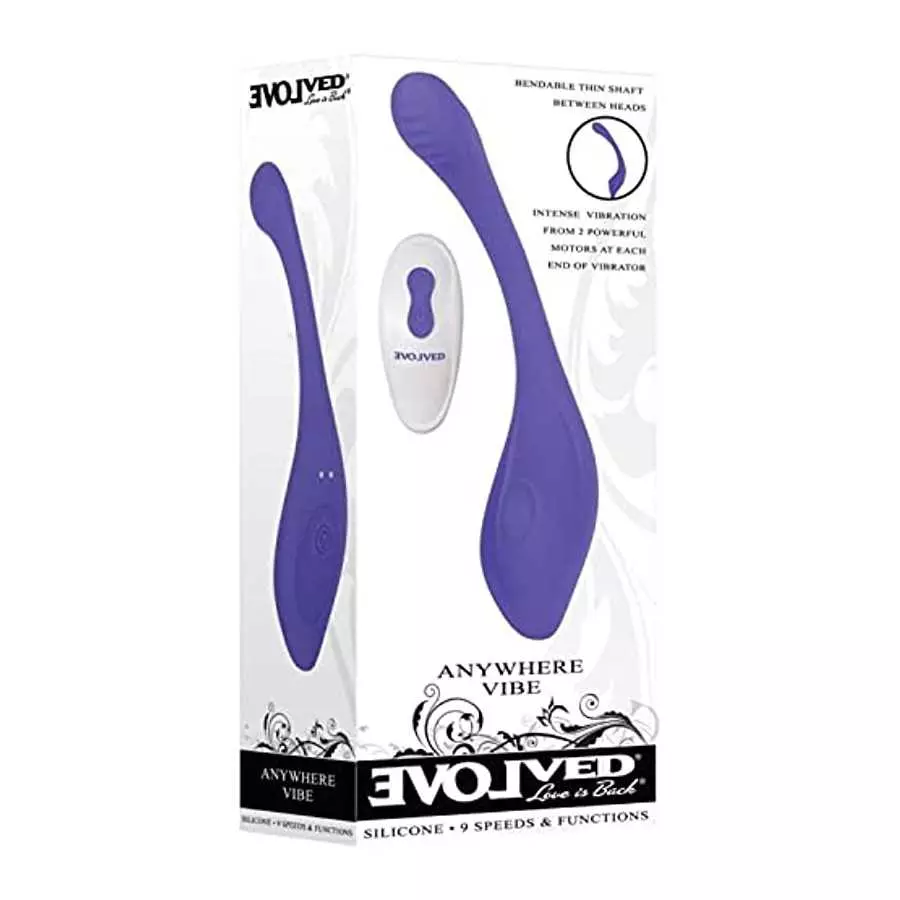 Evolved Love Is Back - Anywhere Vibe - 9 Speeds and Functions Remote-Control Silicone Rechargeable Bendable Vibrator - Purple Evolved Love Is Back - Anywhere Vibe - 9 Speeds and Functions Remote-Control Silicone Rechargeable Bendable Vibrator - Purple