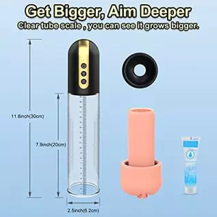 Electric Vacuum Penis Pump for Men - Cock Enlarger with Pocket Vagina & 4 Suction Intensities, High-Vacuum Air Pressure Penis En