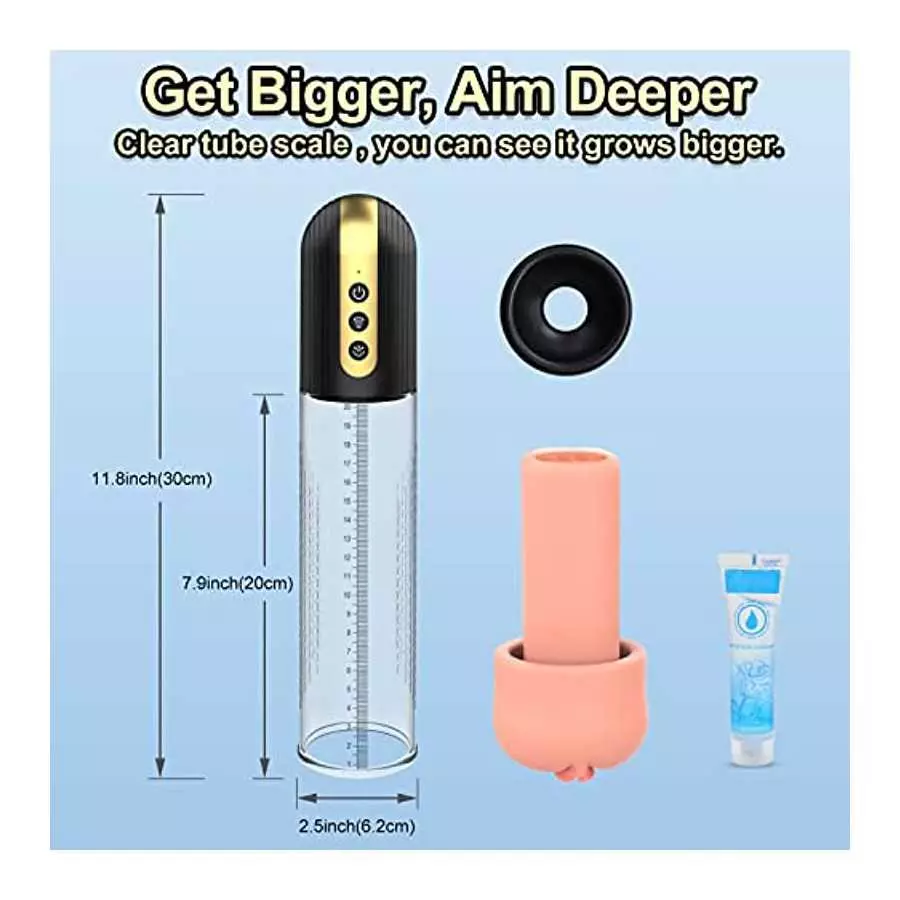 Electric Vacuum Penis Pump for Men - Cock Enlarger with Pocket Vagina & 4 Suction Intensities, High-Vacuum Air Pressure Penis En