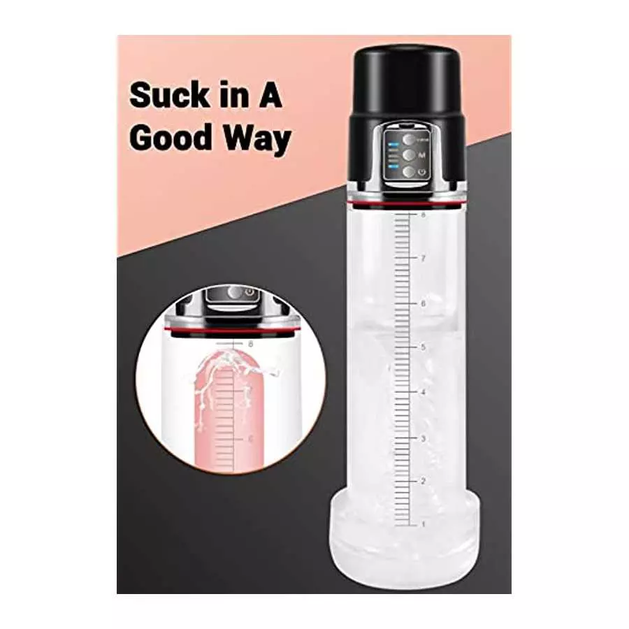 Automatic Vacuum Pump Sex Toy Male Penis Pump for Longer Bigger Stronger Effect with 4 Suction Intensities, Electric Extend Pump