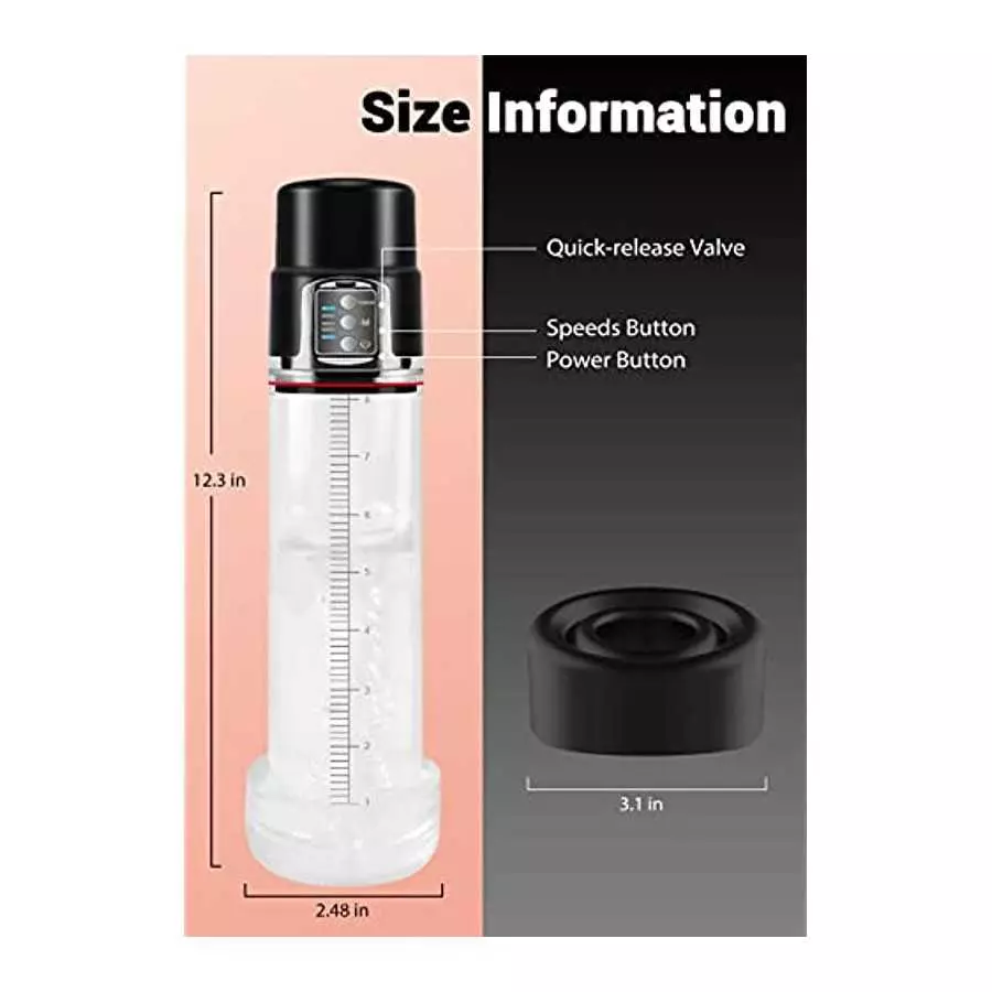 Automatic Vacuum Pump Sex Toy Male Penis Pump for Longer Bigger Stronger Effect with 4 Suction Intensities, Electric Extend Pump