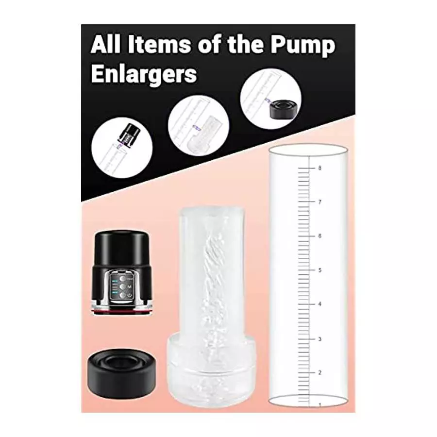 Automatic Vacuum Pump Sex Toy Male Penis Pump for Longer Bigger Stronger Effect with 4 Suction Intensities, Electric Extend Pump