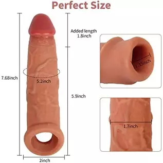 Penis Sleeve Extender Enlarger, Silicone Cock Sleeve Extension Sheath with Stretchy Loop for Men to Increase Length & Girth, Reu