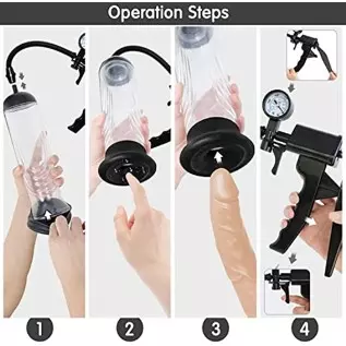 Penis Pump, Manual Vacuum Penispumps for Men Enlargement Pump, Penis Extender Enlarger with Pressure Gauge and Pocket Pussy and