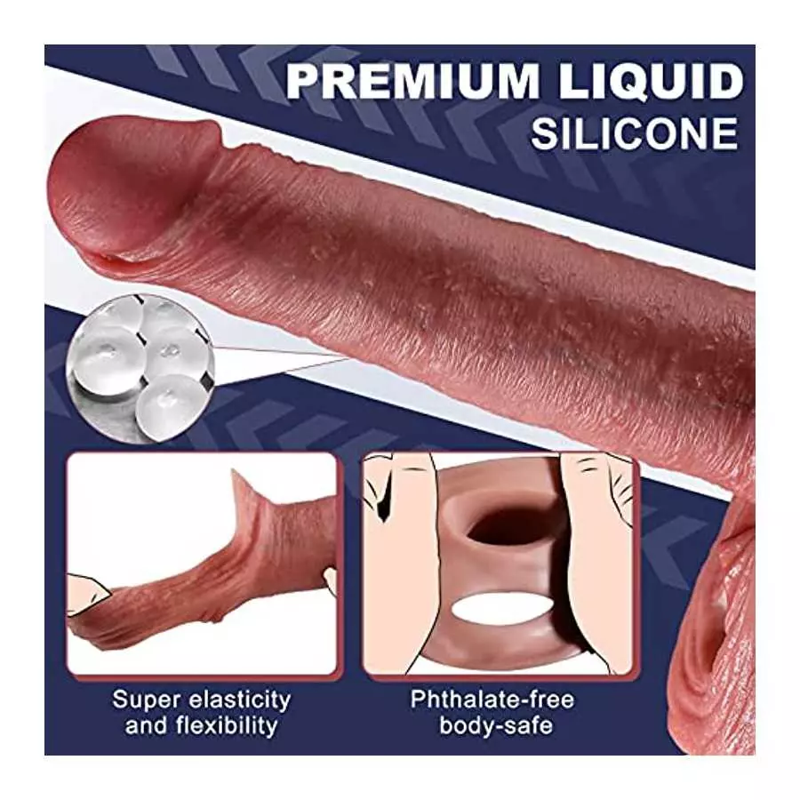 KVEVU Reusable Penis Sleeve Penis Ring,2.2 inch Penis Sleeve Cock Ring Extender Ultra-Soft Penis Enlarger for Couples Cock Enlar