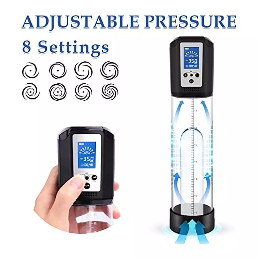Electric Penis Pump for Men with 8 Suction Intensities, Adorime Rechargeable Automatic Vacuum Penis Enlargement Extend Pump, Men