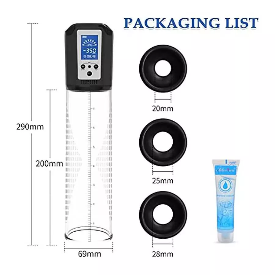 Electric Penis Pump for Men with 8 Suction Intensities, Adorime Rechargeable Automatic Vacuum Penis Enlargement Extend Pump, Men