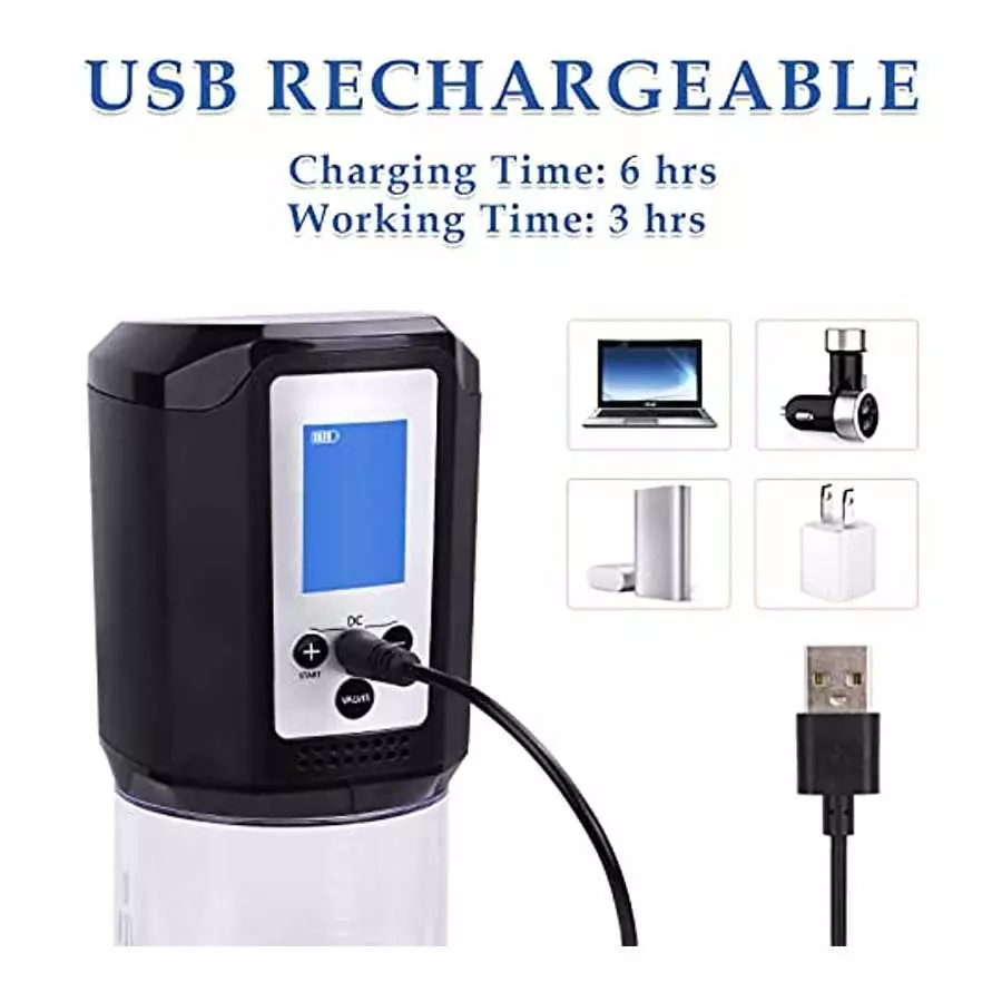 Electric Penis Pump for Men with 8 Suction Intensities, Adorime Rechargeable Automatic Vacuum Penis Enlargement Extend Pump, Men