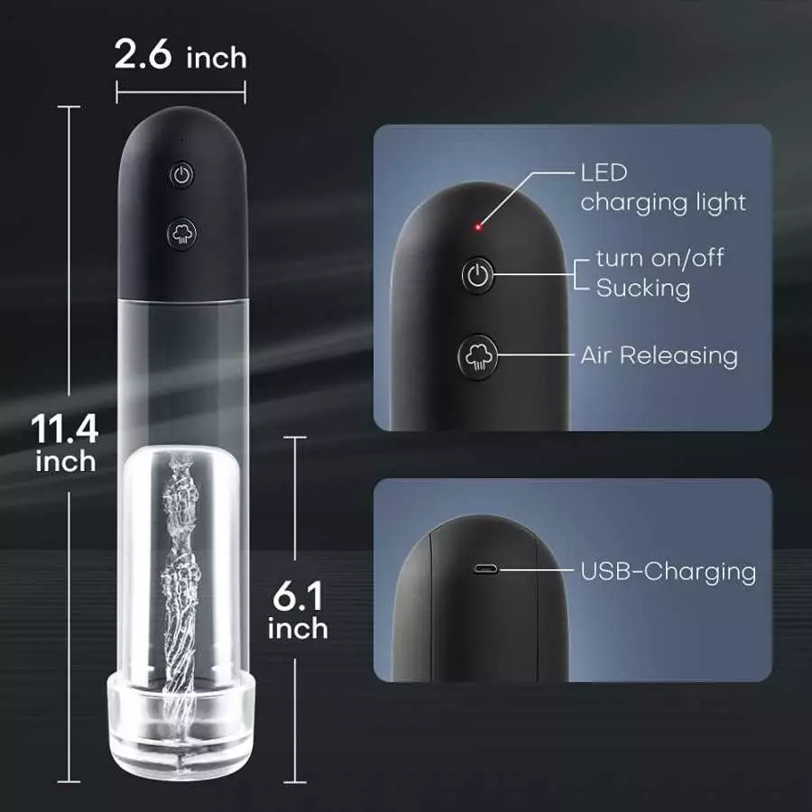 Electric Penis Pump with 6 Suction Intensities, Big Size Penis Vacuum Pump for Man Penis Enlargement and Erection Prolong, Autom