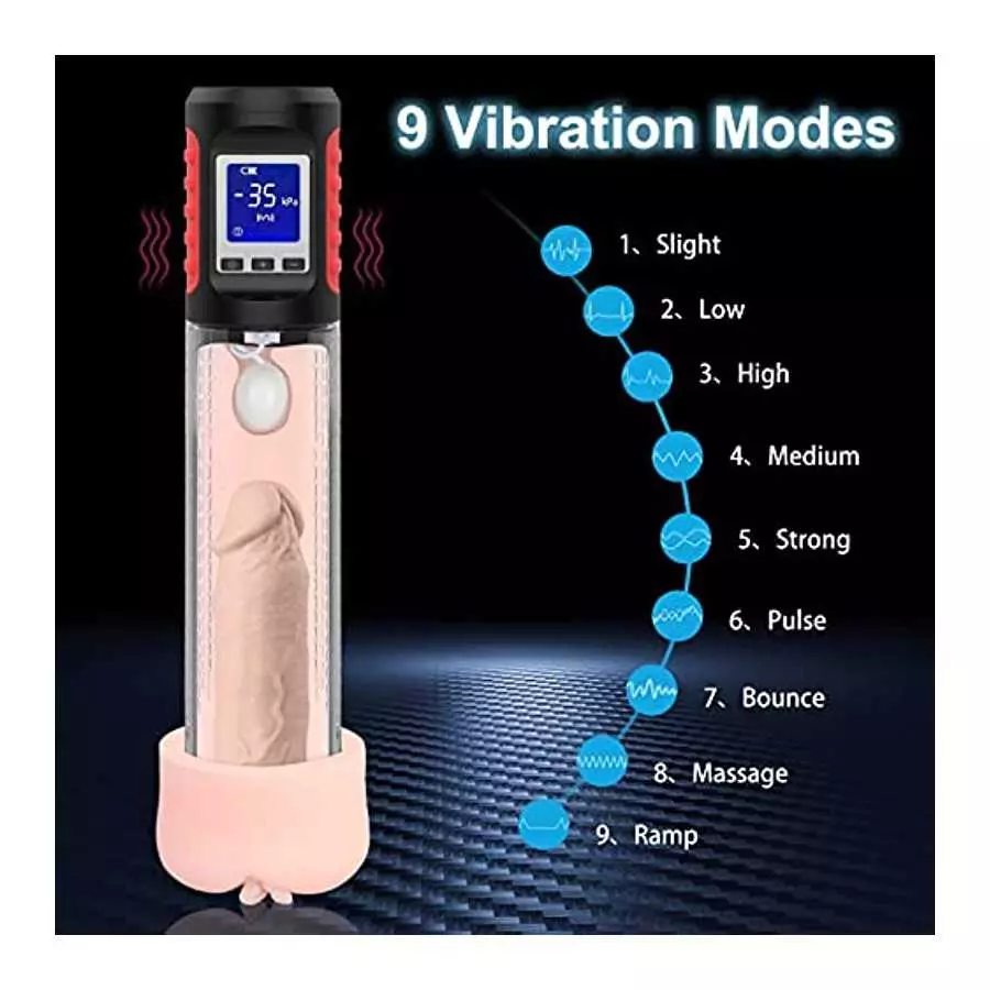 UTIMI Penis Pump Vacuum with Sleeve - Rechargeable Automatic Training Detachable with 9 Vibration Modes for Male | Masturbator |