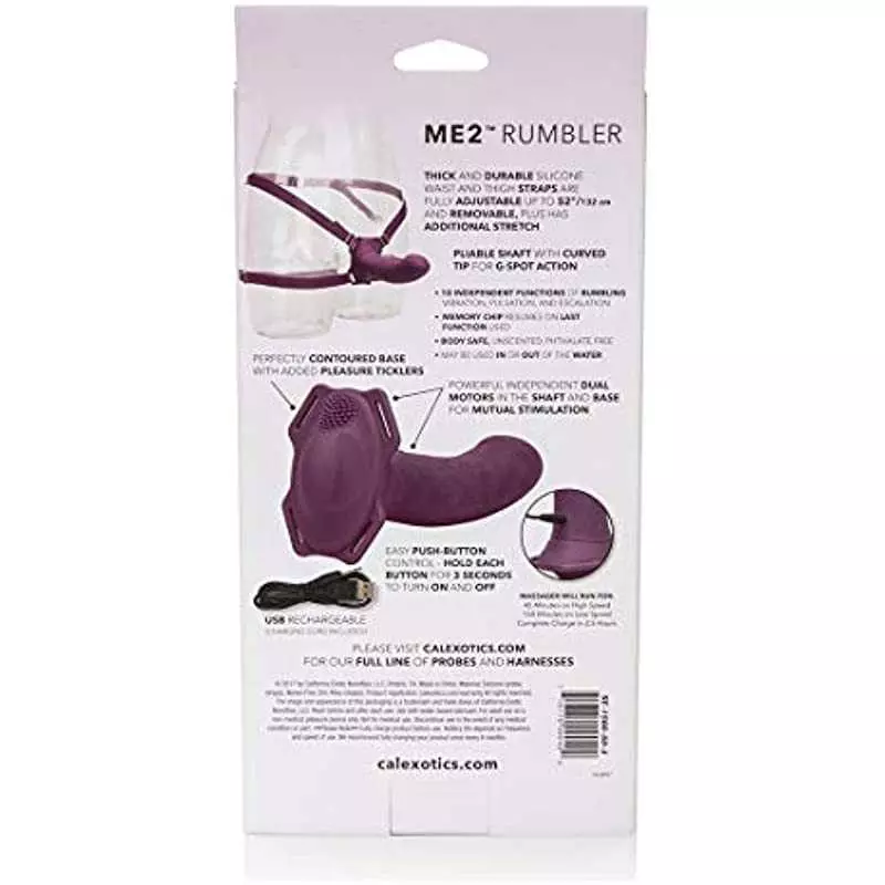 CalExotics ME2 Rumble Probe – Rechargeable Waterproof Silicone Strap On Harness Vibrator – 10 Function Vibration Adult Sex Toy F