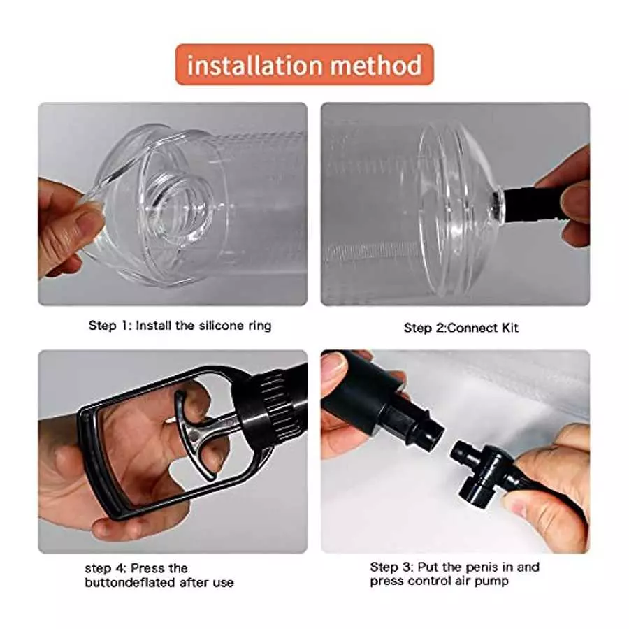 Vacuum Enlargement Air Manual Penis Pump with Male Stroker Increase Size Extender Stamina Trainer Sex Toys for Men Manual Stimul