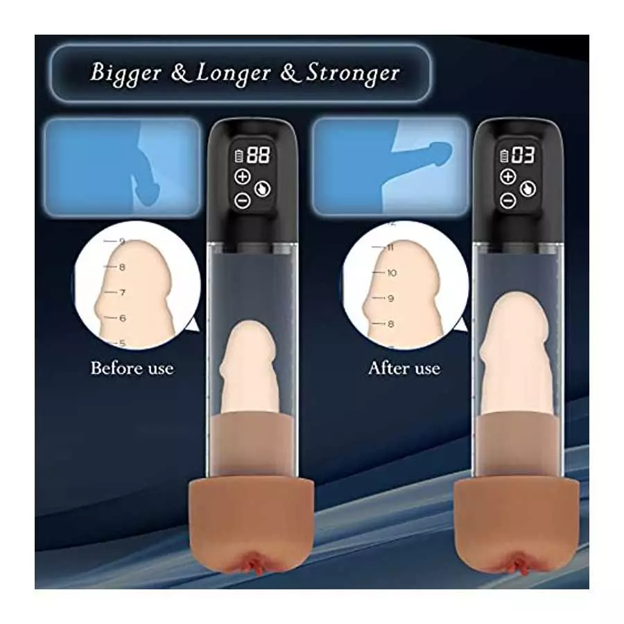 IPX7 Waterproof Eletric Penis Pump with 5 Suction Levels, Penis Massager Stimulator with Vagina Stroker Sleeve, Penis Enlargemen