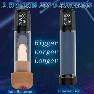 IPX7 Waterproof Eletric Penis Pump with 5 Suction Levels, Penis Massager Stimulator with Vagina Stroker Sleeve, Penis Enlargemen