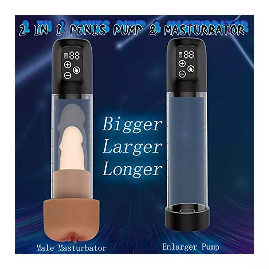 IPX7 Waterproof Eletric Penis Pump with 5 Suction Levels, Penis Massager Stimulator with Vagina Stroker Sleeve, Penis Enlargemen