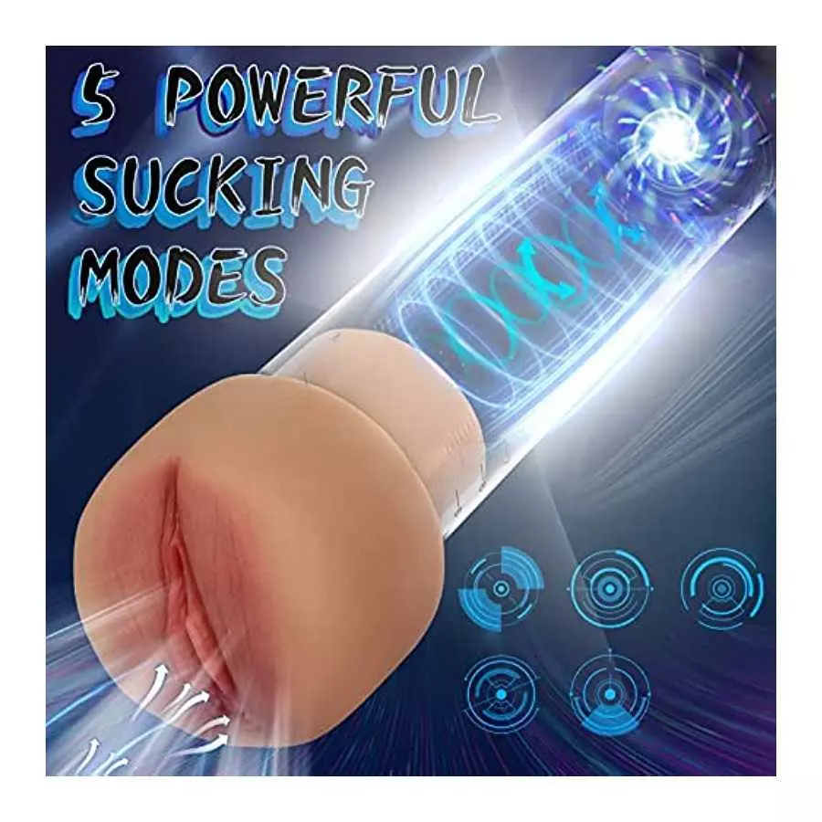 IPX7 Waterproof Eletric Penis Pump with 5 Suction Levels, Penis Massager Stimulator with Vagina Stroker Sleeve, Penis Enlargemen