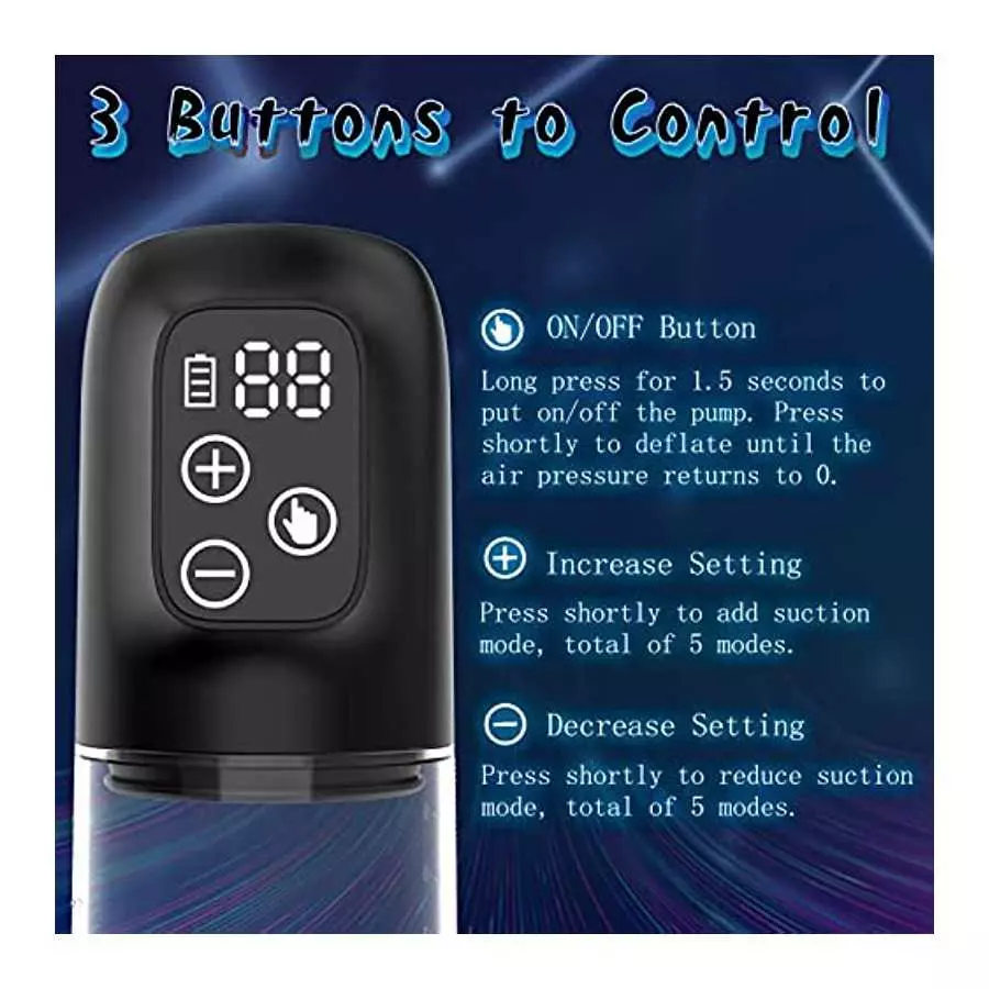 IPX7 Waterproof Eletric Penis Pump with 5 Suction Levels, Penis Massager Stimulator with Vagina Stroker Sleeve, Penis Enlargemen