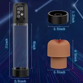 IPX7 Waterproof Eletric Penis Pump with 5 Suction Levels, Penis Massager Stimulator with Vagina Stroker Sleeve, Penis Enlargemen
