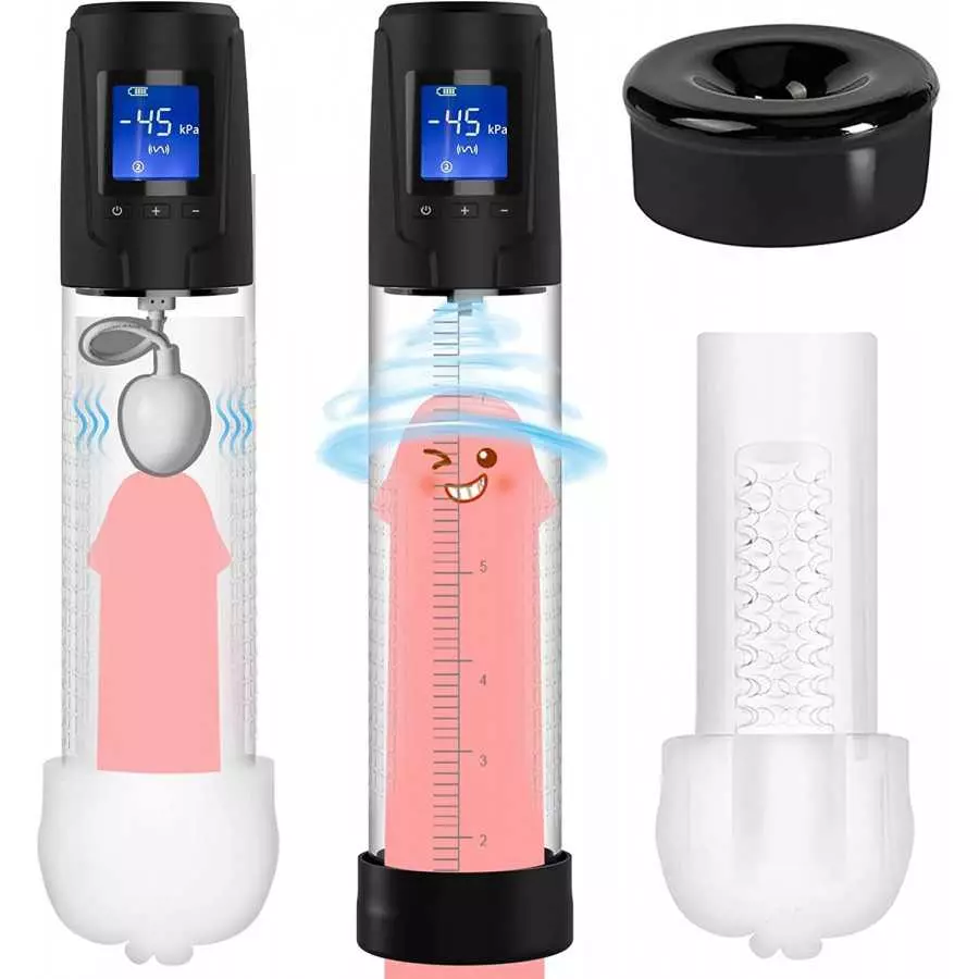 Electric Vacuum Penis Pump with Pocket Pussy, Male Penis Enlargement with 6 Suction 10 Vibration Intensities, Rechargeable Autom