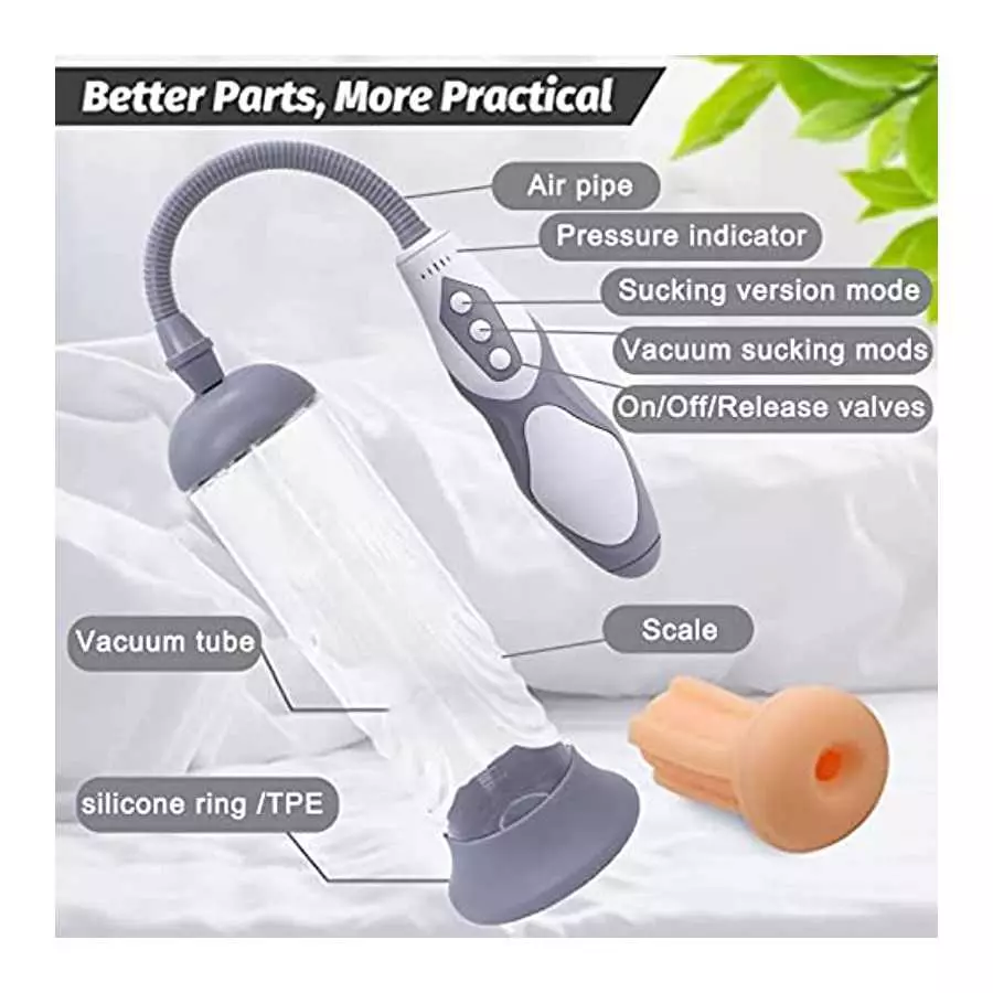 Electric Vacuum Penis Pump with Pocket Pussy, Rechargeable Erection Pump Device, Automatic Male Masturbator Penis Pumps for Men
