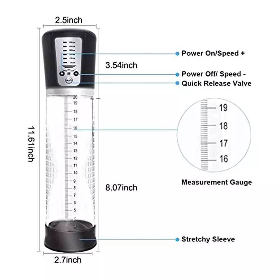 Penis Vacuum Pump with 6 Suction Intensities, Rechargeable Automatic High-Vacuum Penis Masturbator Enlargement Extend, Electric