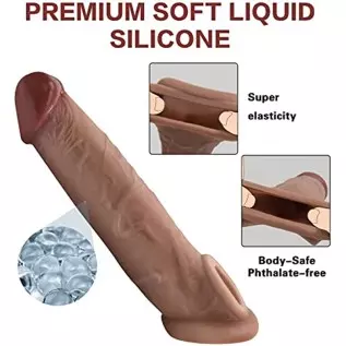 Penis Sleeve Extender Enlarger Sheath, Silicone Cock Sleeve Extension with Stretchy Loop for Men to Increase Length & Girth, Reu