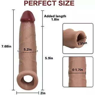 Penis Sleeve Extender Enlarger Sheath, Silicone Cock Sleeve Extension with Stretchy Loop for Men to Increase Length & Girth, Reu