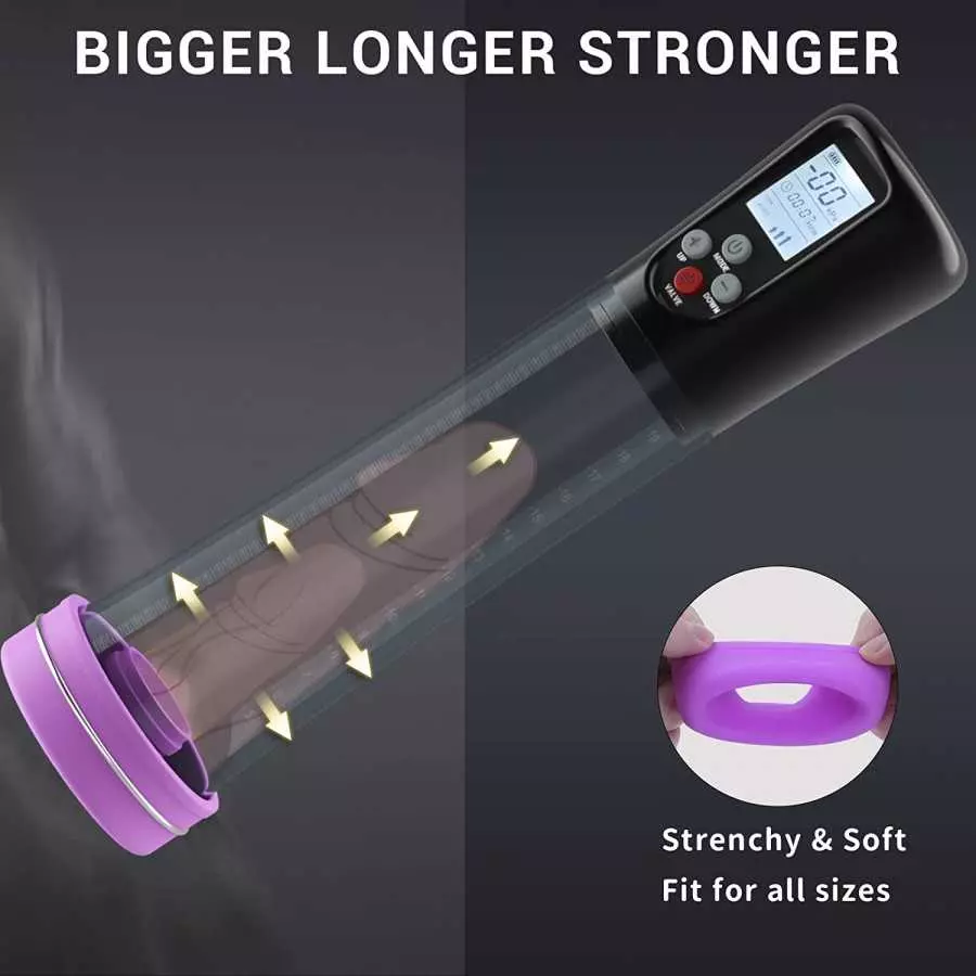 Electric Penis Pump Enlargers Vacuum with 4 Automatic Intensities Manual Mode for Any Intensities with 3 Different Size Sleeves