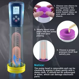 Electric Penis Pump Enlargers Vacuum with 4 Automatic Intensities Manual Mode for Any Intensities with 3 Different Size Sleeves Electric Penis Pump Enlargers Vacuum with 4 Automatic Intensities Manual Mode for Any Intensities with 3 Different Size Sleeves