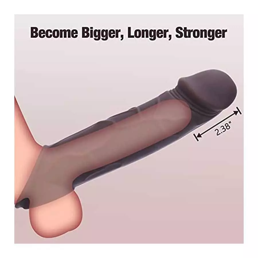 Penis Sleeve Vibrating Cock Sleeve, YonTuy Black Reliastic Penis Extension with Penis Ring, 5 Remote Control Vibration Modes Pen