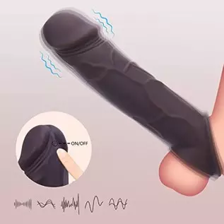 Penis Sleeve Vibrating Cock Sleeve, YonTuy Black Reliastic Penis Extension with Penis Ring, 5 Remote Control Vibration Modes Pen Penis Sleeve Vibrating Cock Sleeve, YonTuy Black Reliastic Penis Extension with Penis Ring, 5 Remote Control Vibration Modes Pen