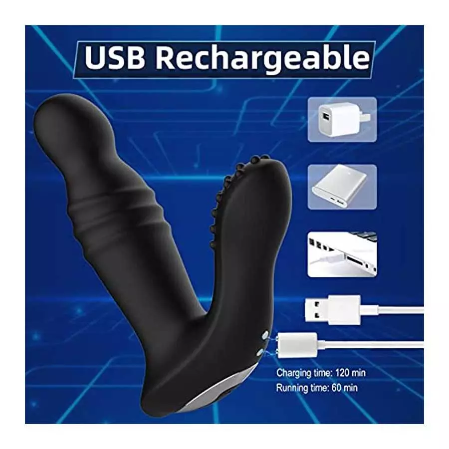Sumeber Thrusting Prostate Massager Anal Vibrator with Remote Control, 10 Vibrating & 3 Thrusting Modes Prostate Stimulor Toys, 