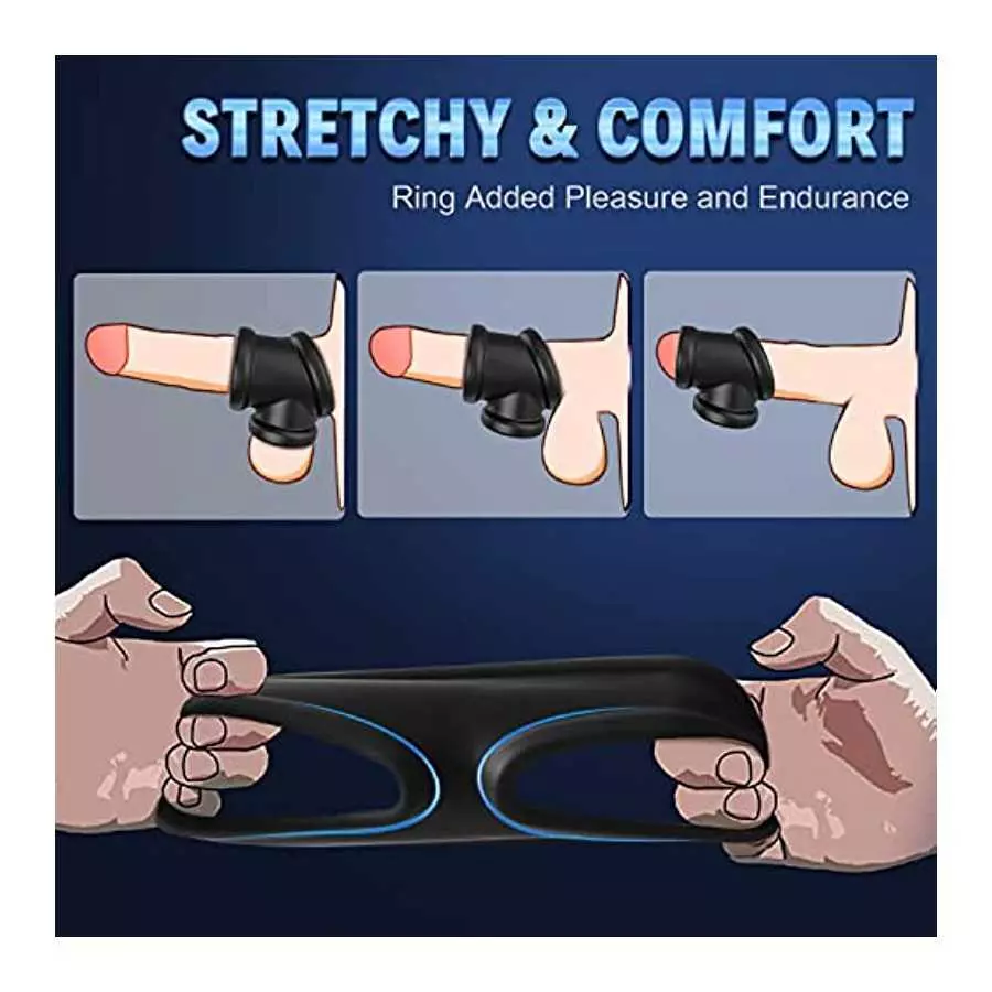 Conjoined Cock Ring - SEXY SLAVE, Divide Cock & Ball, Tri-Spot Silicone Penis Ring | Stretchy, Thick, Firm Erection | Adult Sex