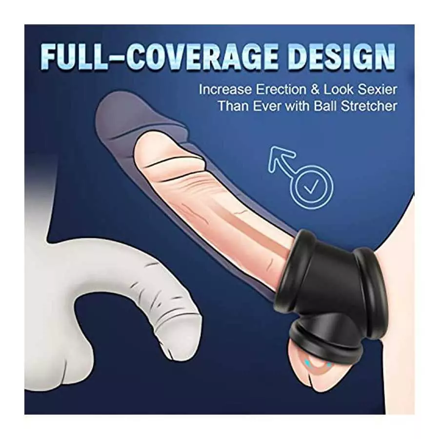 Conjoined Cock Ring - SEXY SLAVE, Divide Cock & Ball, Tri-Spot Silicone Penis Ring | Stretchy, Thick, Firm Erection | Adult Sex