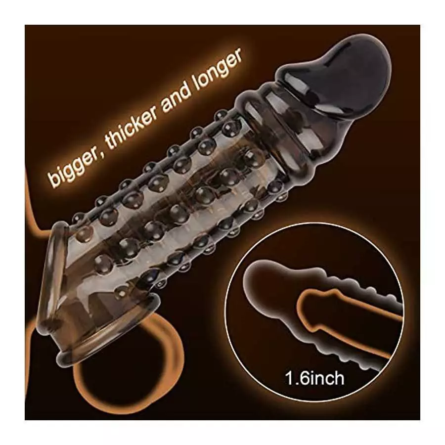 Reusable Penis Sleeve Extender Ultra-Soft Extension Black Sex Toy Cock Enlarger Condom Sheath Delay Ejaculation Toys Men Couple