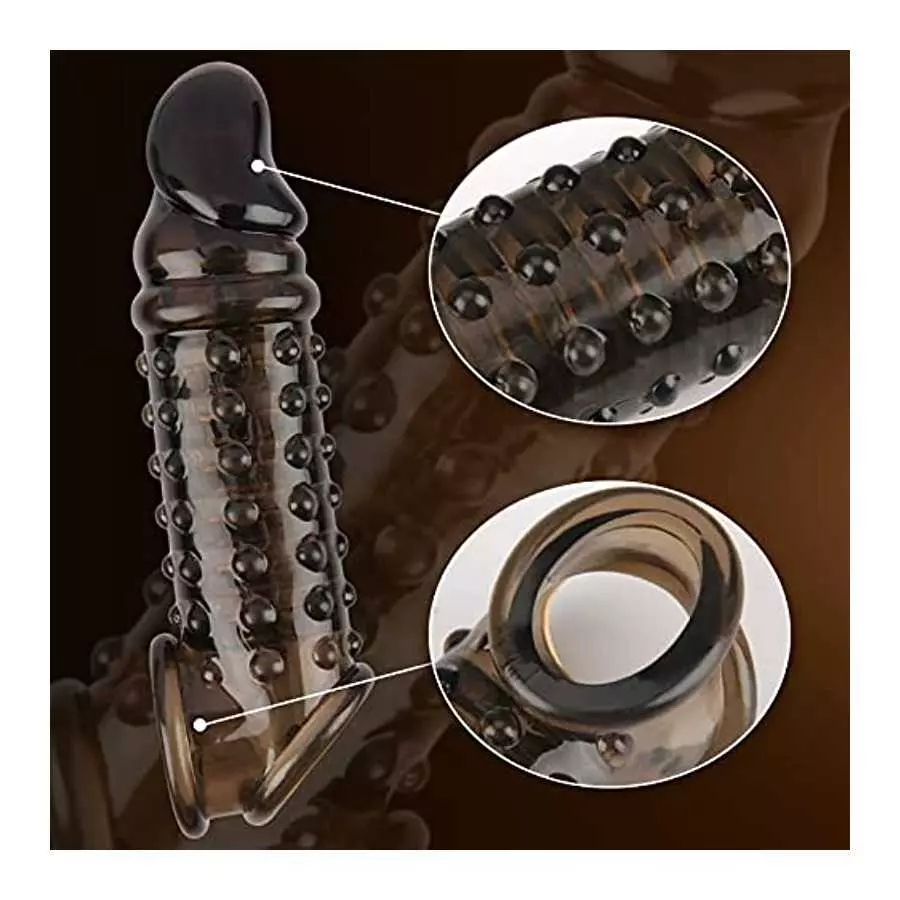 Reusable Penis Sleeve Extender Ultra-Soft Extension Black Sex Toy Cock Enlarger Condom Sheath Delay Ejaculation Toys Men Couple