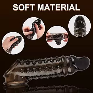Reusable Penis Sleeve Extender Ultra-Soft Extension Black Sex Toy Cock Enlarger Condom Sheath Delay Ejaculation Toys Men Couple Reusable Penis Sleeve Extender Ultra-Soft Extension Black Sex Toy Cock Enlarger Condom Sheath Delay Ejaculation Toys Men Couple