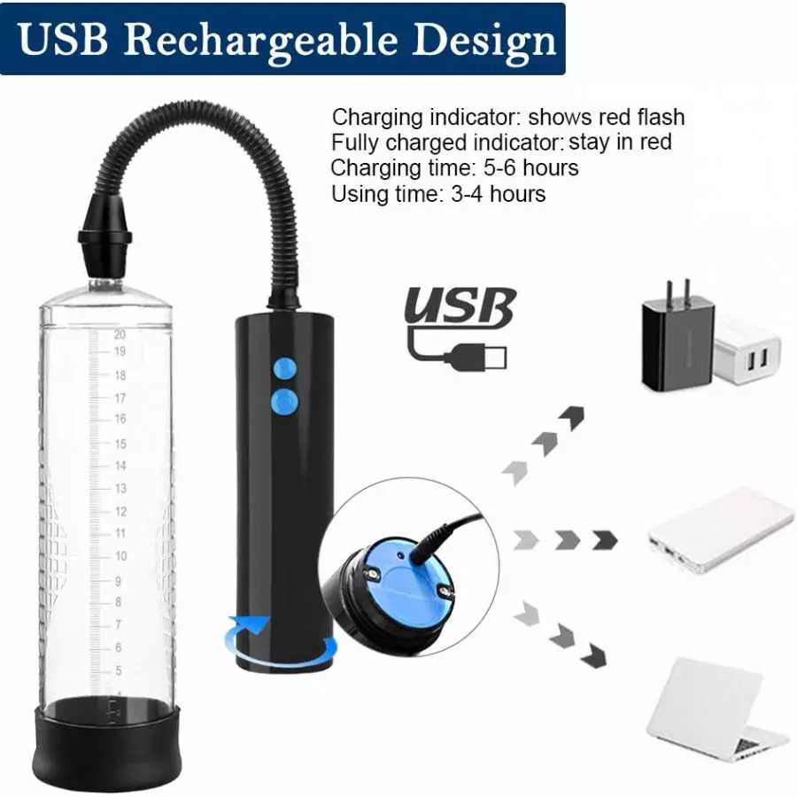 Electric Penis Pump Enlargement Vacuum Pump with 4 Extra Penis Rings and 2 Sleeves Automatic Rechargeable Male Enhancement Train