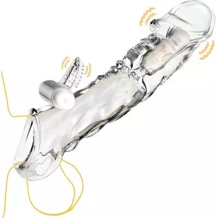 LIVE4COOL Penis Extender Sleeve Cock Sleeve with Vibrators, Penis Enlarger Reusable Vibrating Penis Sleeve Cock Ring with 10 Vib