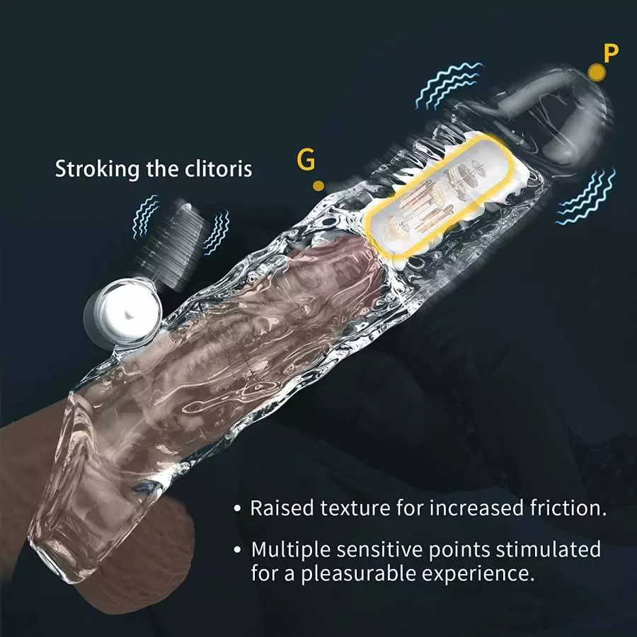 LIVE4COOL Penis Extender Sleeve Cock Sleeve with Vibrators, Penis Enlarger Reusable Vibrating Penis Sleeve Cock Ring with 10 Vib