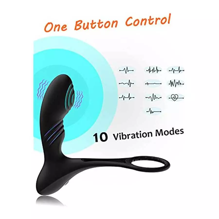 Vibrating Prostate Massager with Heating Function and Cock Ring,10 Modes Anal Prostate Toys with Remote Control, Anal Vibrators 