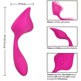 CalExotics Mini Marvels Marvelous Lover – Silicone Waterproof Compact Massager Vibrator – 10 Function Rechargeable Panty Teaser 
