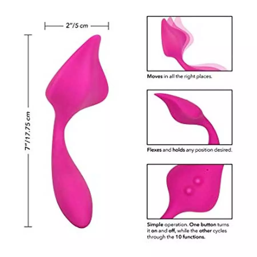 CalExotics Mini Marvels Marvelous Lover – Silicone Waterproof Compact Massager Vibrator – 10 Function Rechargeable Panty Teaser 