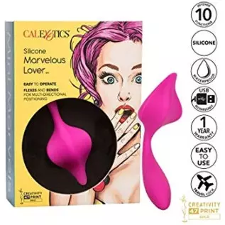 CalExotics Mini Marvels Marvelous Lover – Silicone Waterproof Compact Massager Vibrator – 10 Function Rechargeable Panty Teaser 