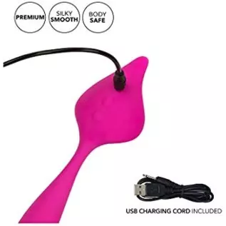 CalExotics Mini Marvels Marvelous Lover – Silicone Waterproof Compact Massager Vibrator – 10 Function Rechargeable Panty Teaser 