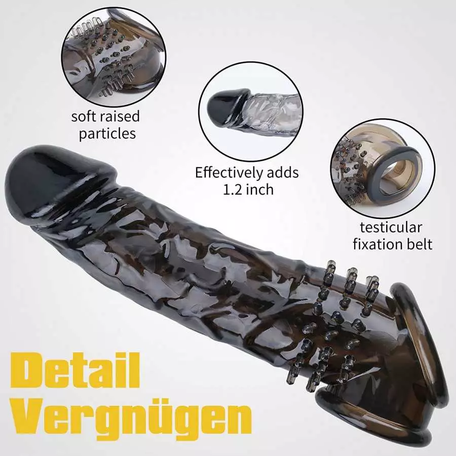 New Super Thick Clear Penis Sleeve,Dovelo Reusable Penis Sleeve Extender Realistic Textured Cock Extender Sheath for Men Cock Co