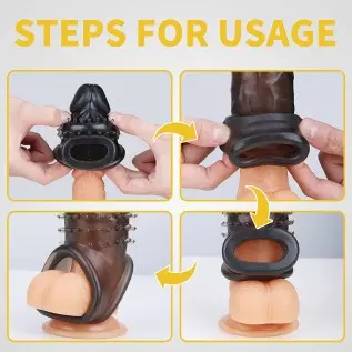 New Super Thick Clear Penis Sleeve,Dovelo Reusable Penis Sleeve Extender Realistic Textured Cock Extender Sheath for Men Cock Co