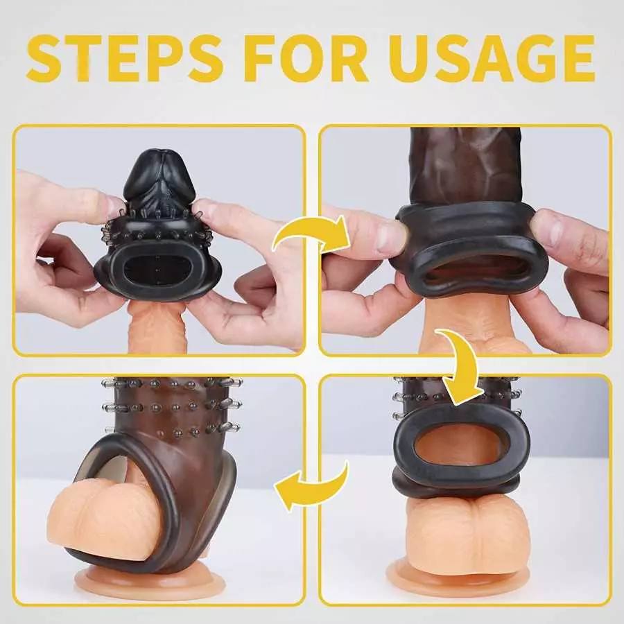 New Super Thick Clear Penis Sleeve,Dovelo Reusable Penis Sleeve Extender Realistic Textured Cock Extender Sheath for Men Cock Co